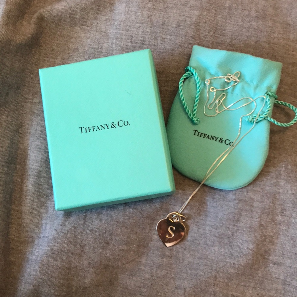 Tiffany & co. “S” engraved heart pendant